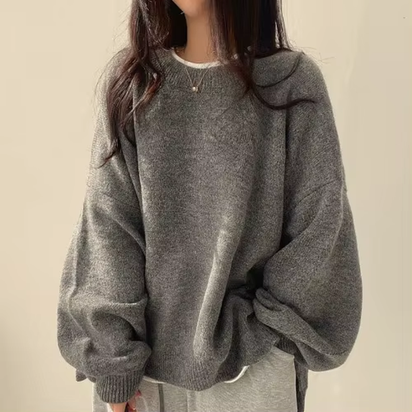 Chic Autumn Winter Women'S round Ne Pullover Sweater Loose Lantern Sve Thermal Knitted Thiened Long Sve Warm Coat