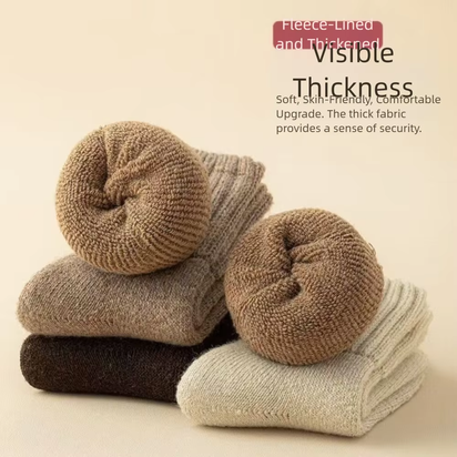 Autumn Warm Winter Wool Socks Knitted Towel Loops Cashmere Socks Soft Fleece Thickened Carpet Home Socks Women