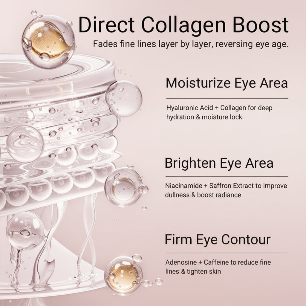 Peptide Collagen Hydrogel Eye Patches (60Pcs) | Depuff & Brighten in 10 Minutes | Firming, Hydrating & Smooth Under-Eye Treatment